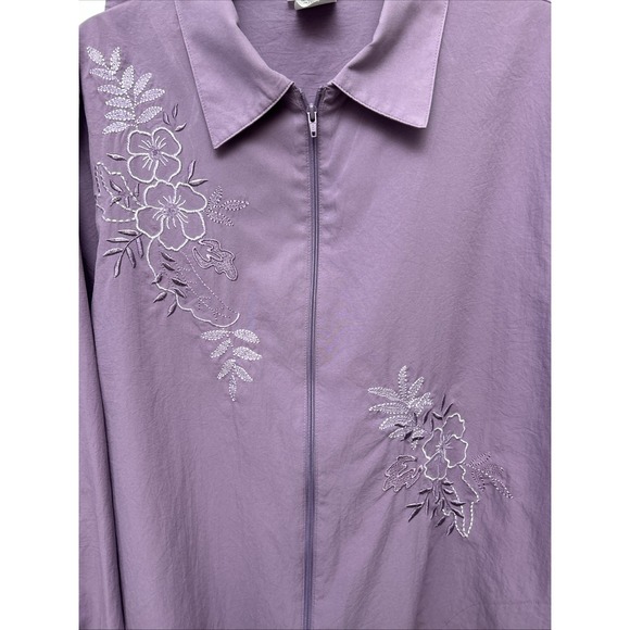 Vintage BonWorth Woman's Pants Set Lilac Crinkle Polyester Long Sleeve, Lge/Med - Picture 3 of 16